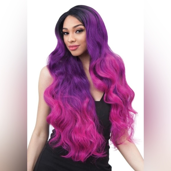 Lace Front Wig in Vibrant Blue and Pink
